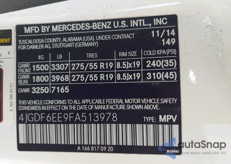 2015 Mercedes-Benz Gl 450 4Matic z USA, uszkodzony, nr VIN 4JGDF6EE9FA513978